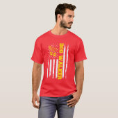 ドッグウォーカー 犬の散歩 アメリカ国旗 愛犬家 Tシャツ (正面フル)