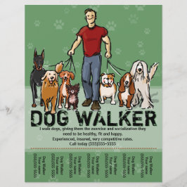 ドッグウォーカー。犬歩く。ガイ。うん。プロモーションテンプレート チラシ
