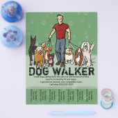 ドッグウォーカー。犬歩く。ガイ。うん。プロモーションテンプレート チラシ (シングル)