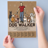 ドッグウォーカー。犬歩く。ガイ。広告テンプレート チラシ (手)