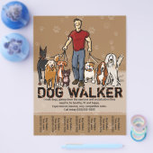ドッグウォーカー。犬歩く。ガイ。広告テンプレート チラシ (シングル)