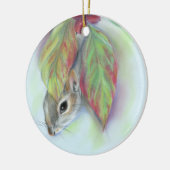 ドッグウッドクリスマスの灰色リスパーソナライズされたル セラミックオーナメント (左)