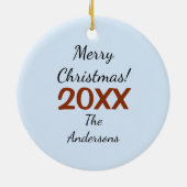 ドッグウッドクリスマスの灰色リスパーソナライズされたル セラミックオーナメント (裏面)