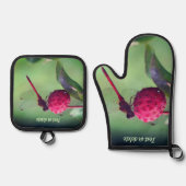 ドッグウッドフルーツの赤いトンボパーソナライズされたイ 鍋つかみ&鍋敷きセット (正面)