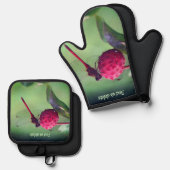 ドッグウッドフルーツの赤いトンボパーソナライズされたイ 鍋つかみ&鍋敷きセット (正面/裏面)