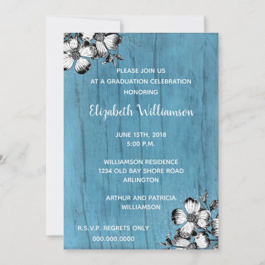 ドッグウ素朴ッド花卒業パーティー卒業写真 招待状 (裏面)