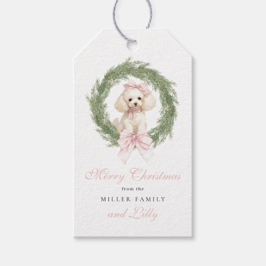 ドッグエレガントメリークリスマスギフトラベル ギフトタグ (正面)