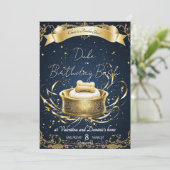 ドッグエレガント誕生日 | ラグジュアリーペットお祝い 招待状 (スタンド正面)