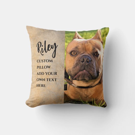 ドッグカスタムは自分の写真と文字を追加 クッション (正面)