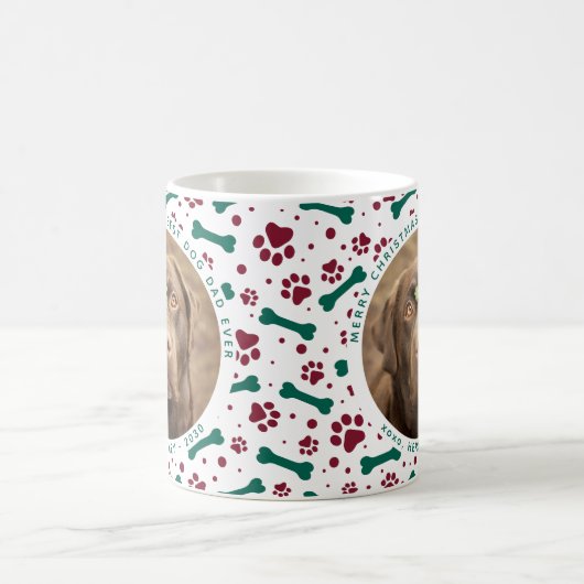 ドッグカスタムクリスマスフェスティバルペット写真ポープリント コーヒーマグカップ (中央)