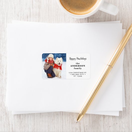 ドッグカスタムクリスマス写真モダン差出人住所 ラベル (インサイチュ)