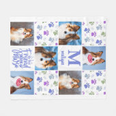 ドッグカスタムペット6フォトコラージュのポーカラフルトプリント フリースブランケット (正面(横))