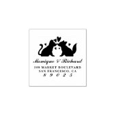 ドッグカップル結婚シルエットの名前差出人住所 ラバースタンプ (インプリント)