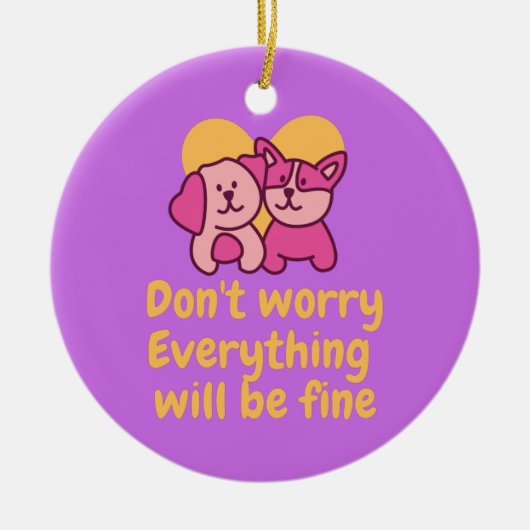 ドッグカップル&勇気付けられるヴィンテージ セラミックオーナメント (正面)