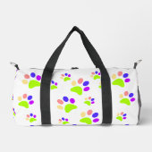 ドッグカラフルポープリントデザイン、編集可能ポーカラー ダッフルバッグ (正面)
