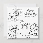 ドッグカラーリングページキッドボーイカードハッピーバレンタイン (正面)