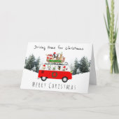 ドッグカンパーバンとそりを運転してクリスマス カード (正面)