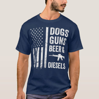 ドッグガンビールディーセルディーゼルトラック整備士 Tシャツ