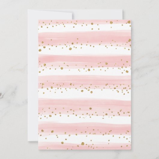 ドッグガールベビーシャワー赤面ピンクフローラ子犬 招待状 (裏面)