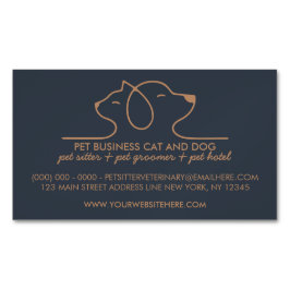 ドッグキャッシンプルトラインロゴ獣医ペット マグネット名刺