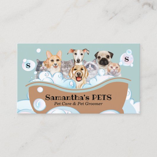 ドッグキャッツスパシッタートリマーペットケア入浴 名刺 (正面)