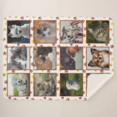 ドッグキャッツポープリントカスタムフォトコラージュ シェルパブランケット (正面(横))