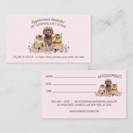 ドッグキャットグルーミングピッツティターストアアポイントメント 名刺 (正面/裏面)