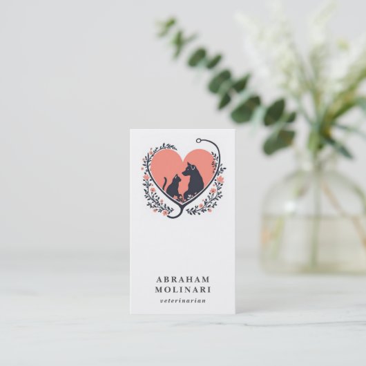 ドッグキャットステソスコープのロゴ獣医アポイントメント 名刺 (スタンド正面)