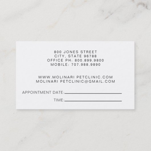 ドッグキャットステソスコープのロゴ獣医アポイントメント 名刺 (裏面)