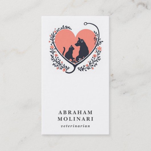 ドッグキャットステソスコープのロゴ獣医アポイントメント 名刺 (正面)