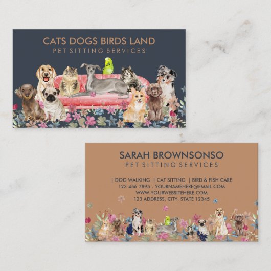 ドッグキャットバードホテルソファペットシッター 名刺 (正面/裏面)