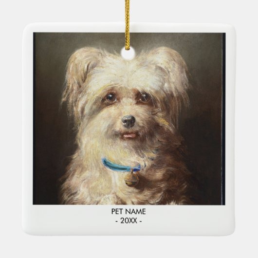 ドッグキャットフォトペット記念ギフトポートレートクリスマス セラミックオーナメント (裏面)