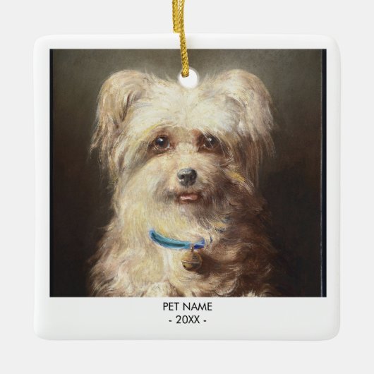 ドッグキャットフォトペット記念ギフトポートレートクリスマス セラミックオーナメント (正面)