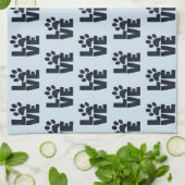 ドッグキャットペットラブポープリント キッチンタオル (折り畳み)