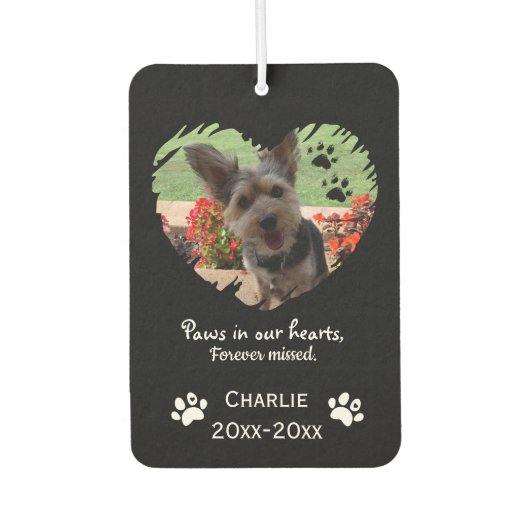 ドッグキャットペット記念撮影ポーズハートカスタム カーエアーフレッシュナー (正面)