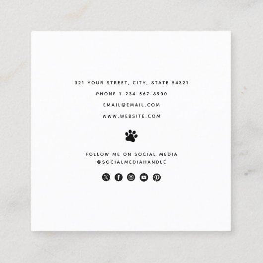 ドッグキャットペット8フォトペットトリマーシッタースパサロン スクエア名刺 (裏面)