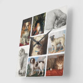 ドッグキャットペット8写真ポートレートコラージュ記念 スクエア壁時計 (傾斜)