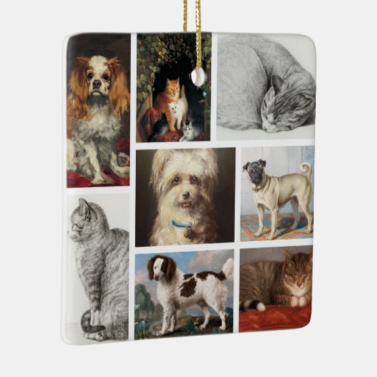 ドッグキャットペット8写真ポートレートコラージュ記念 セラミックオーナメント (右)