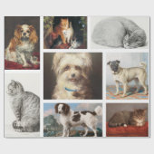 ドッグキャットペット8写真ポートレートコラージュ記念 ラッピングペーパー (フラット)