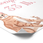 ドッグキャットポーティピンクガール誕生日マイルストーンサイン ポスター (角)