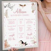 ドッグキャットポーティピンクガール誕生日マイルストーンサイン