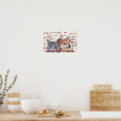 ドッグキャット柴犬ドージミームフリおもしろいーズユーモアのある ポスター (キッチン)