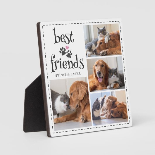 ドッグキャッ最高のクフフレンド足跡4枚カスタム写真 フォトプラーク (正面)