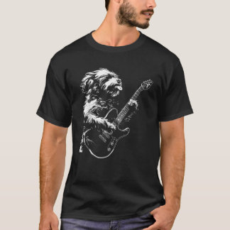 ドッグギタリストギターカバポパパママ Tシャツ