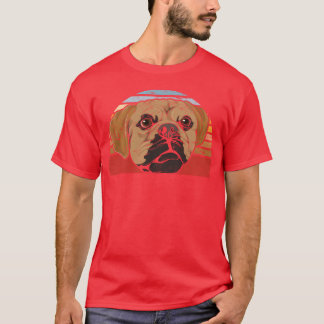 ドッグギフトドッグ恋人レトロパグルレトロ Tシャツ