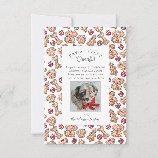 ドッグクッキーパピーの初めてのクリスマスサンキューカード サンキューカード (正面)