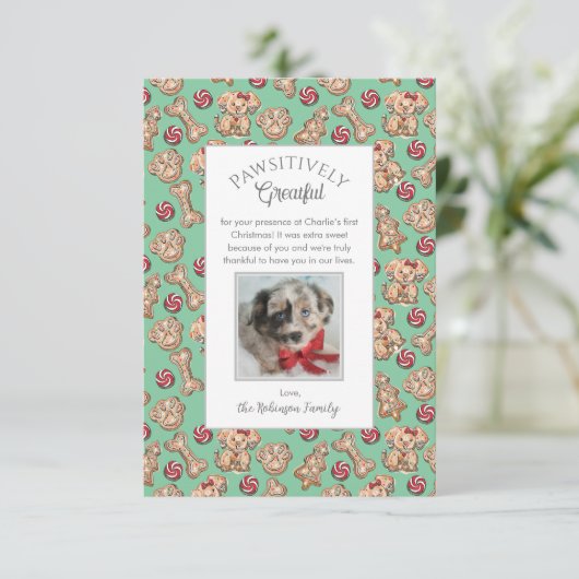 ドッグクッキーパピーの初めてのクリスマスサンキューカード サンキューカード (スタンド正面)