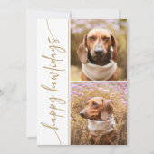 ドッグクリスマスカードフォトホリデーカーモダンド金ゴールド シーズンカード (正面)