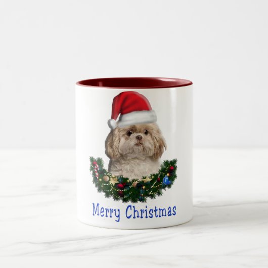 ドッグクリスマスコーヒーマグ ツートーンマグカップ (中央)