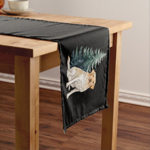 ドッグクリスマスツリーパーティードッグラバークリスマス ショートテーブルランナー